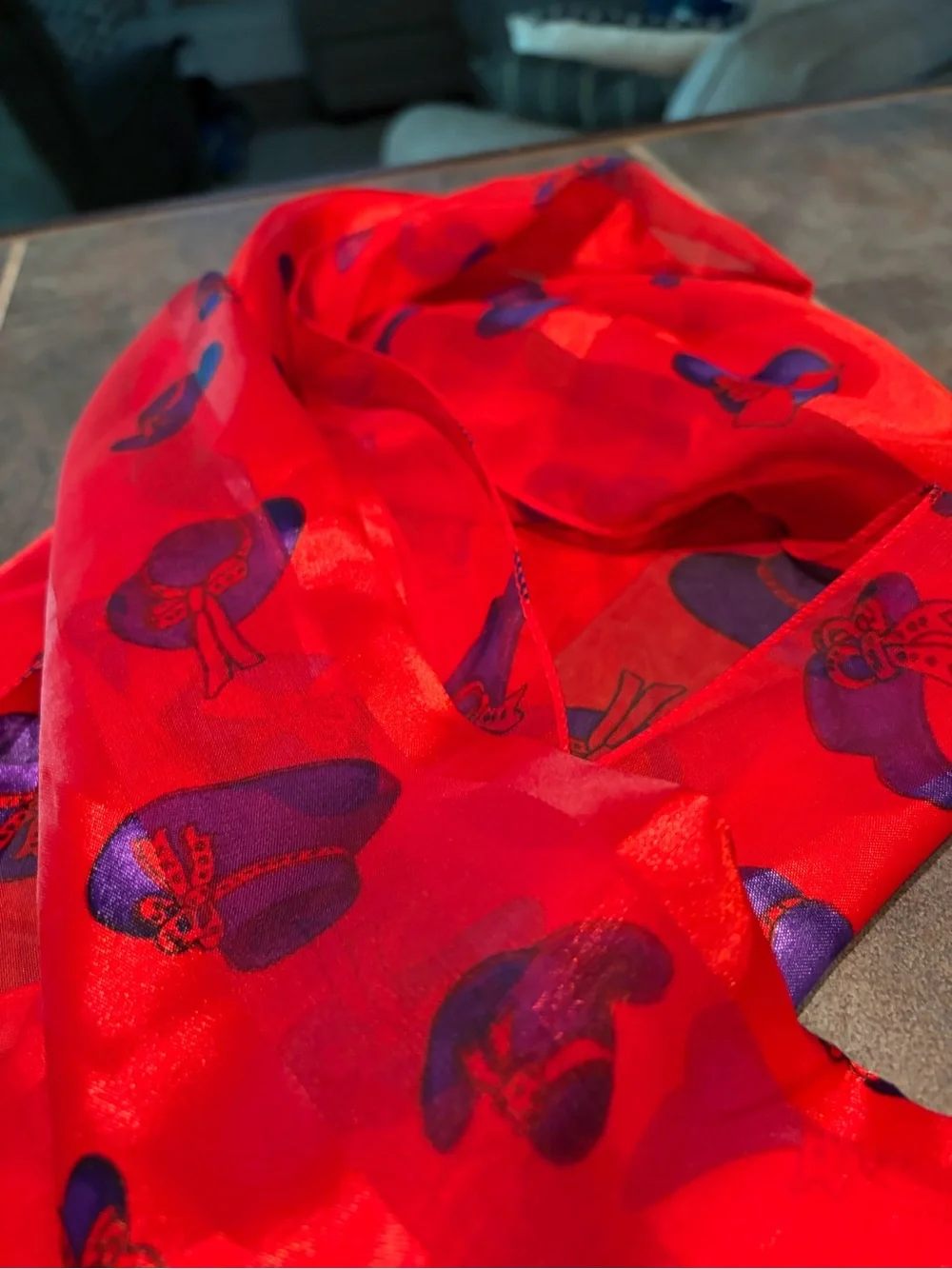 Red purple hat society Satin/poly Scarf - Women's Accessories